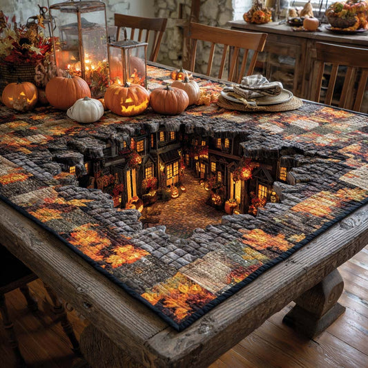 Haunted Village Pit Quilted Table Topper NCU0NXD375