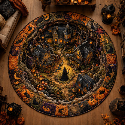 Haunted Village Quilted Round Mat NCU0NTV1164