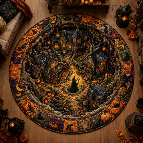 Haunted Village Quilted Round Mat NCU0NTV1164