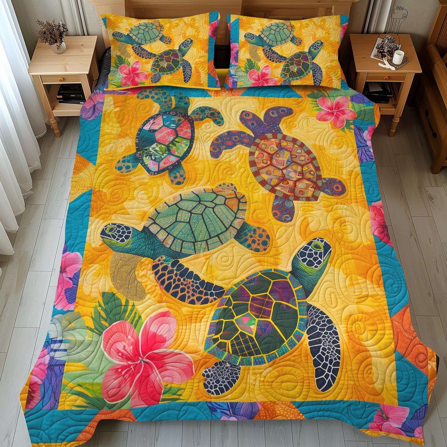 Hawaii Turtle 3-Piece Quilted Bedding Set NCU0TL465