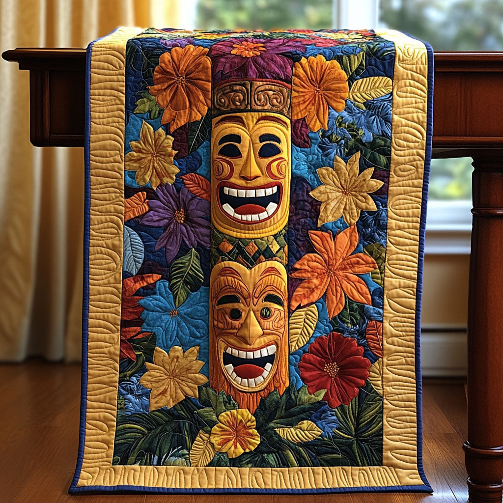 Hawaiian Totems Quilted Table Runner NCU0PTT372