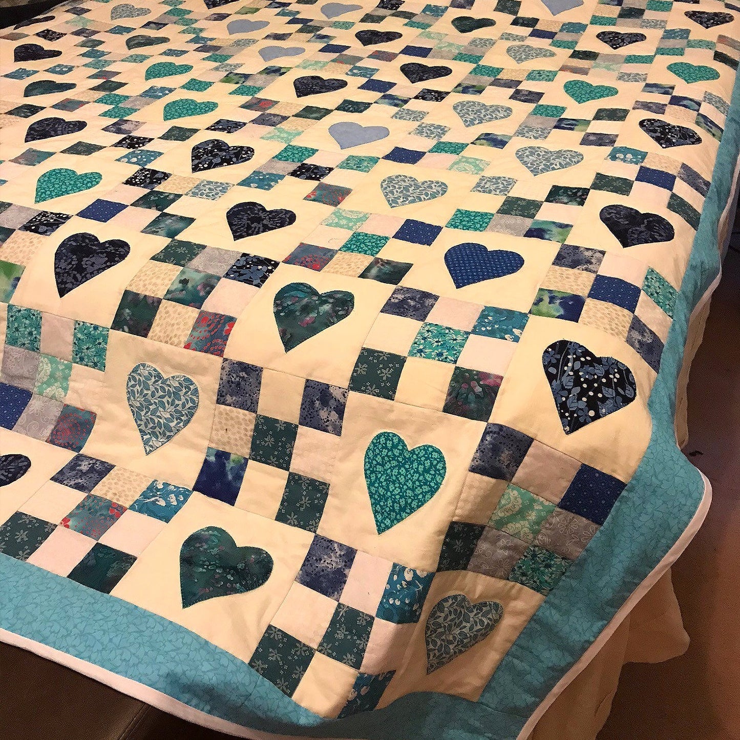 Heart Patchwork Quilted Blanket NCU0TH610