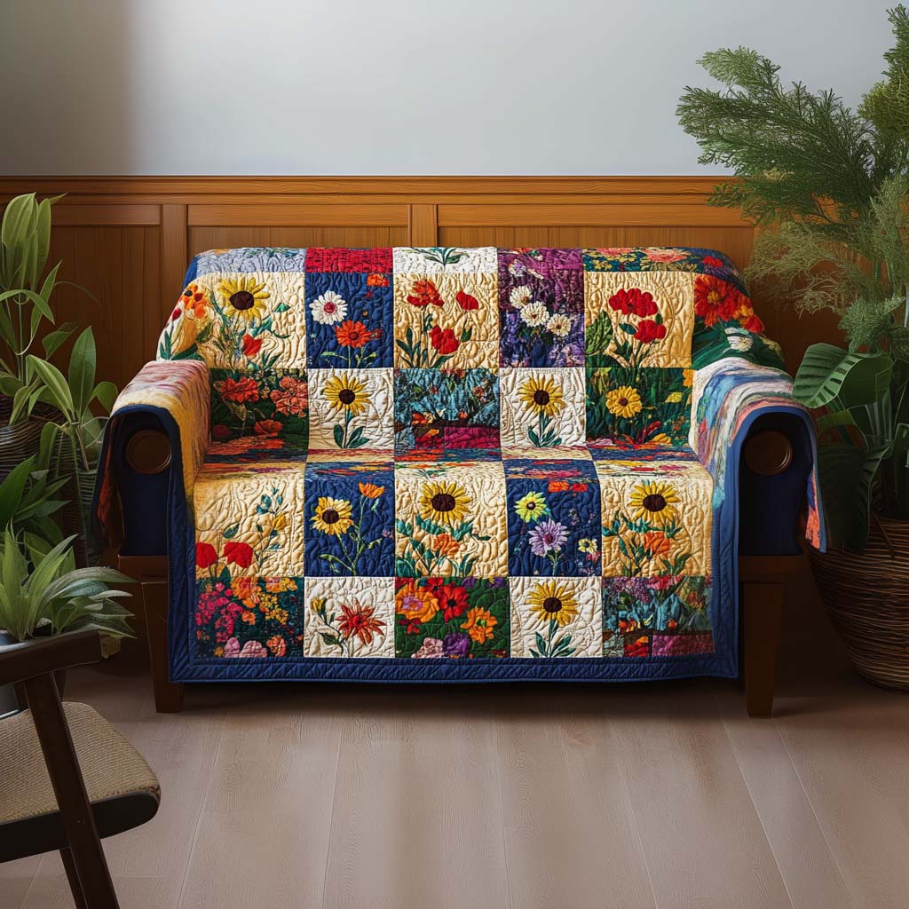 Heart Flower Quilted Sofa Cover NCU0NNT2120