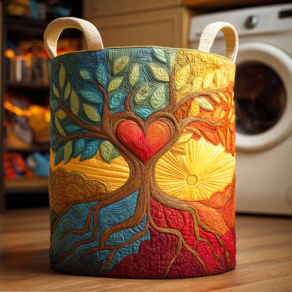 Heart Fruit Tree Quilted Laundry Basket NCU0NTD417