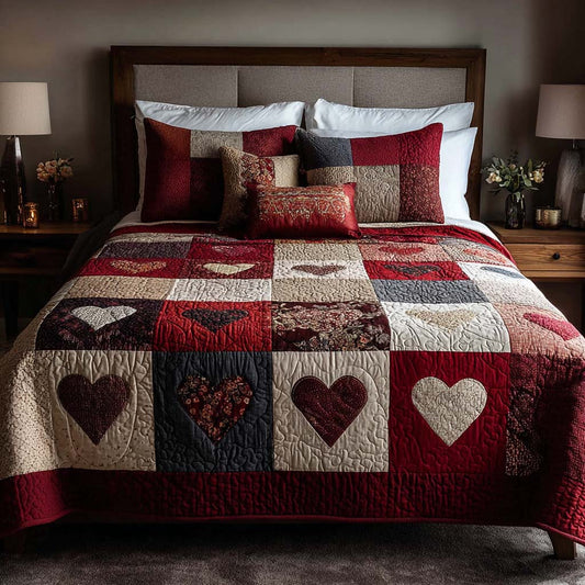 Heart Harmony 3-Piece Quilted Bedding Set NCU0DQQ0253