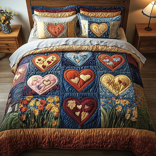 Heart Haven 3-Piece Quilted Bedding Set NCU0NVH145