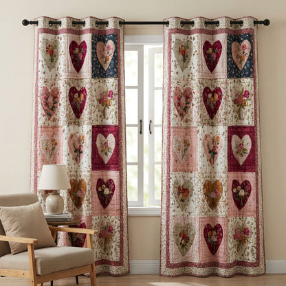 Heart Patch Quilted Curtains NCU0DDK2554