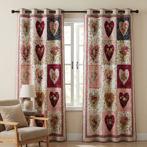 Heart Patch Quilted Curtains NCU0DDK2554