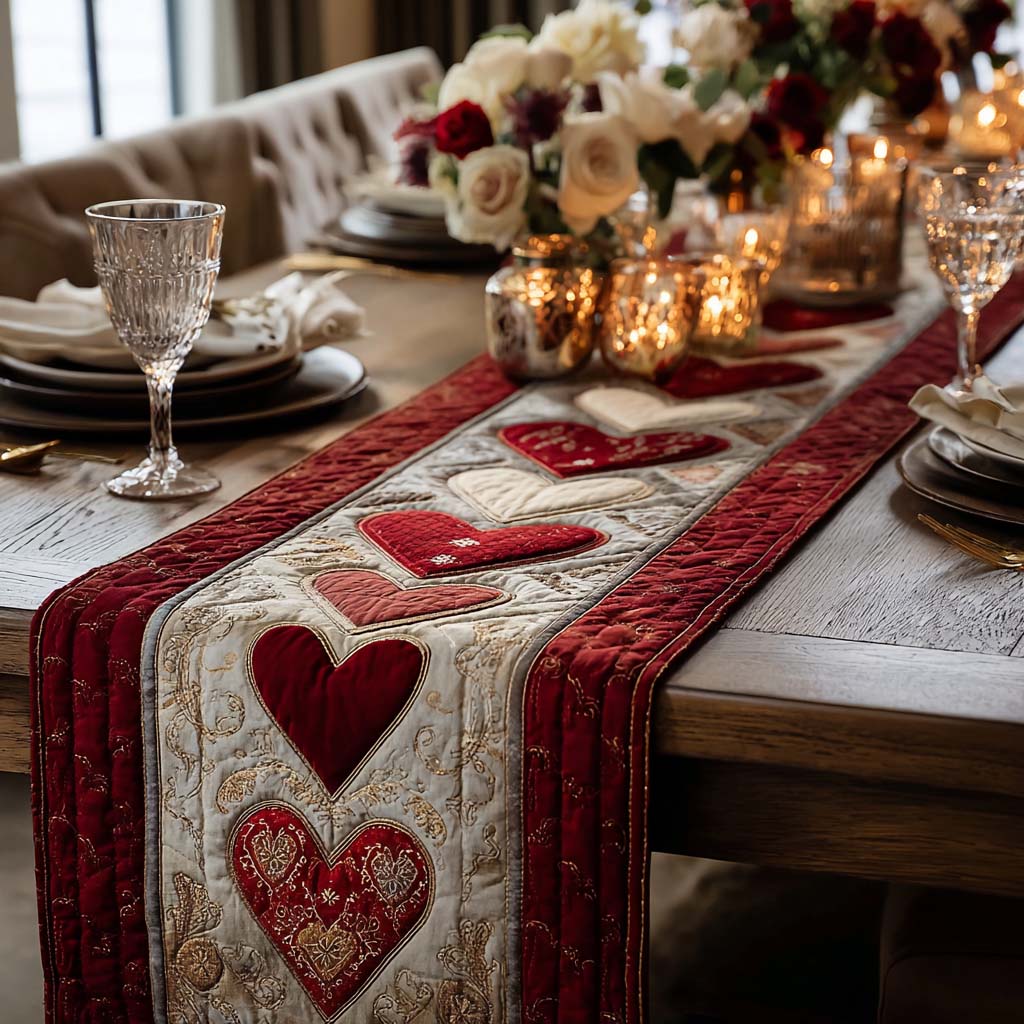 Heart Serenity Quilted Table Runner NCU0DQQ0185