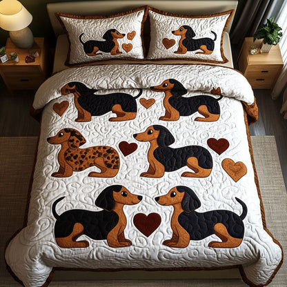 Heartful Sausage 3-Piece Quilted Bedding Set NCU0NNT788