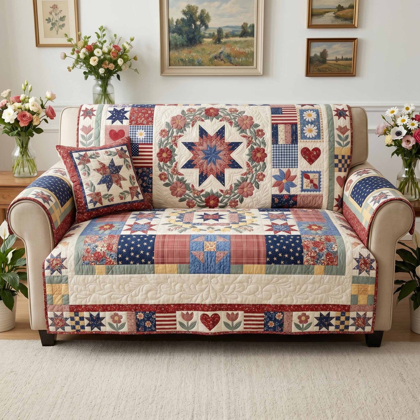Hearth Star Quilted Sofa Cover NCU0NXD1888