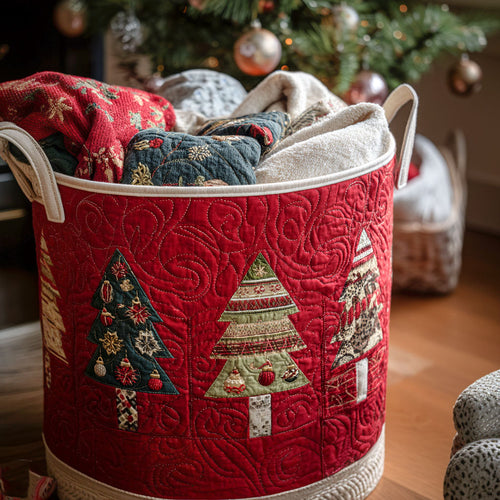 Hearthside Holiday Quilted Laundry Basket NCU0PTT1925