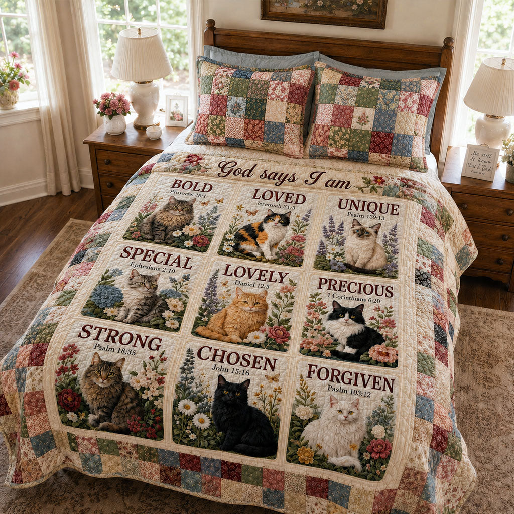 Heaven Sent Whiskers 3-Piece Quilted Bedding Set NCU0PTT3316