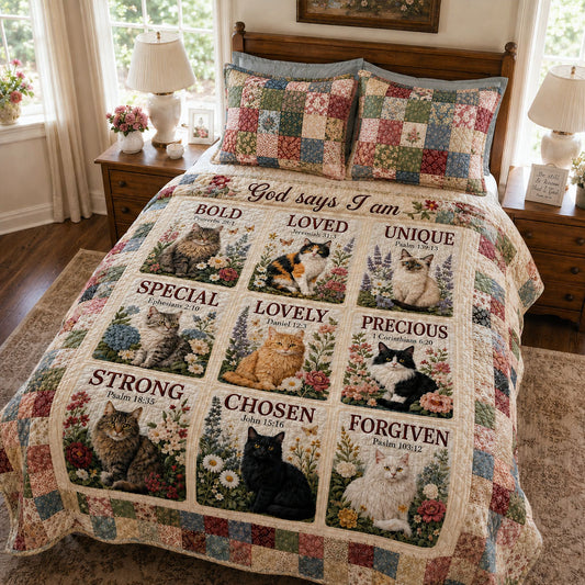 Heaven Sent Whiskers 3-Piece Quilted Bedding Set NCU0PTT3316