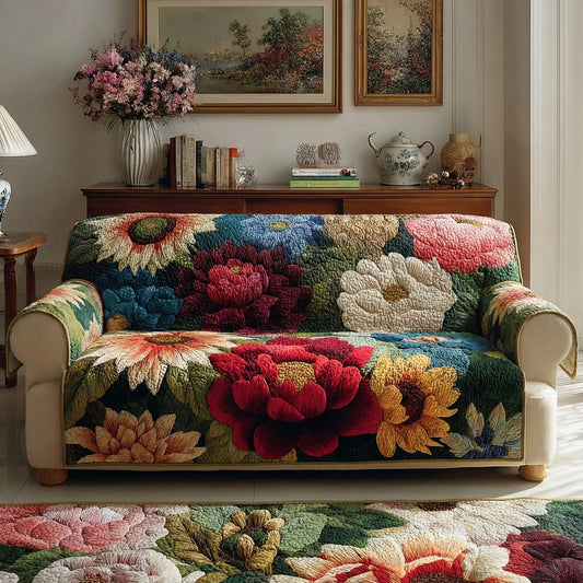 Heirloom Bloom Quilted Sofa Cover NCU0LDH350