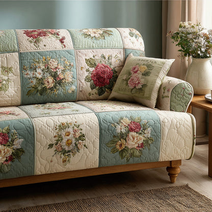 Heirloom Blooms Quilted Sofa Cover NCU0DQQ0465