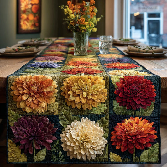 Heirloom Dahlias Quilted Table Runner NCU0LDH355