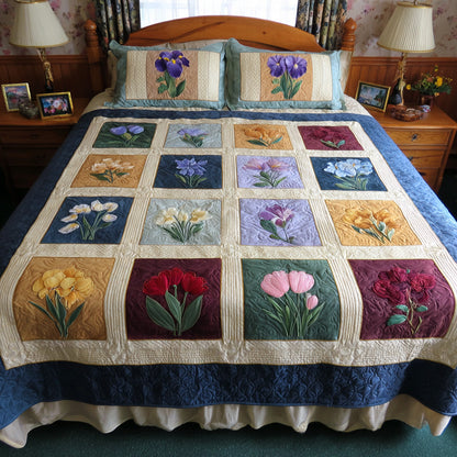 Heirloom Flower Blocks Quilted Blanket NCU0LDH846