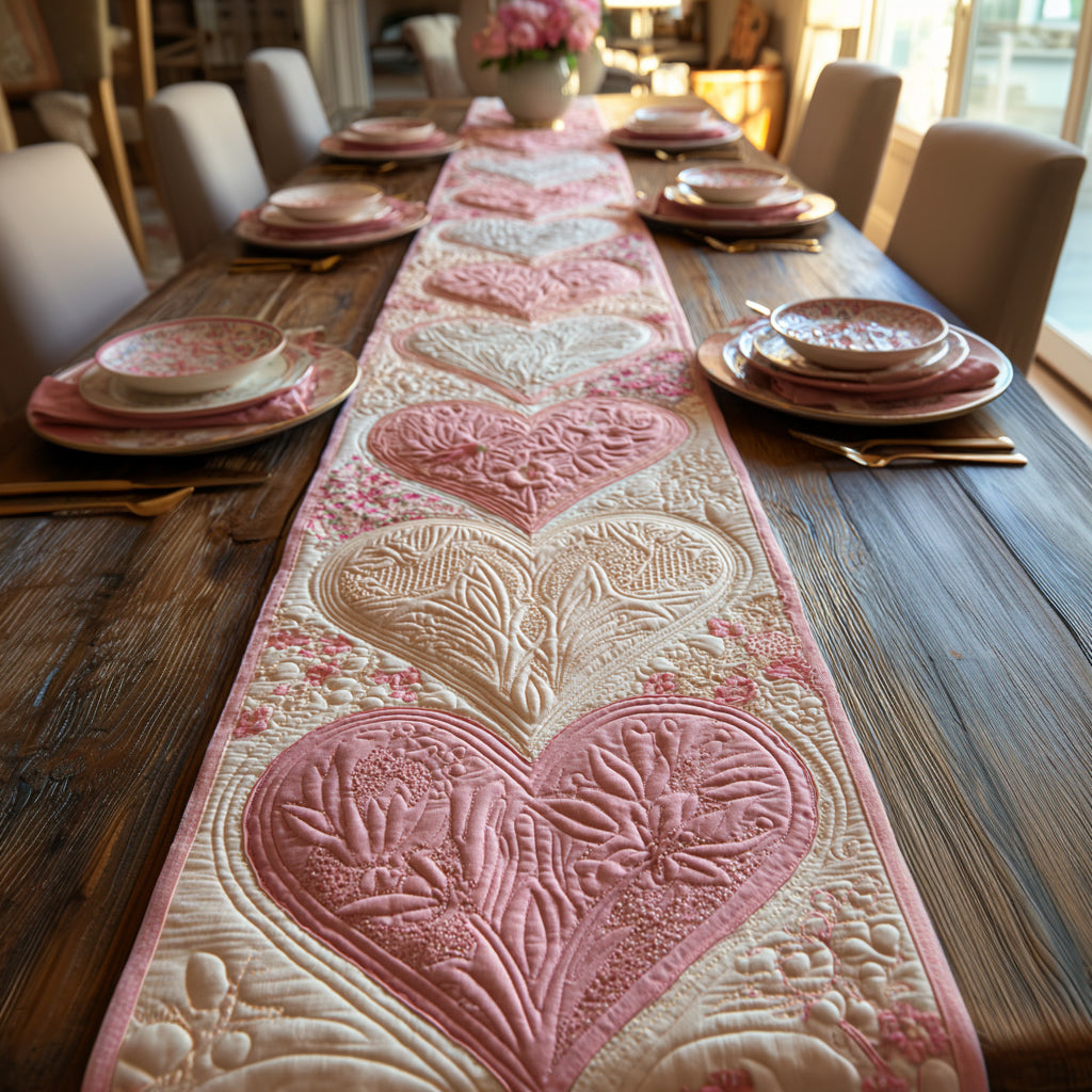 Heirloom Heart Accent Quilted Table Runner NCU0HNH758
