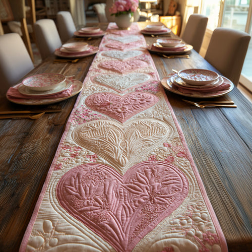 Heirloom Heart Accent Quilted Table Runner NCU0HNH758