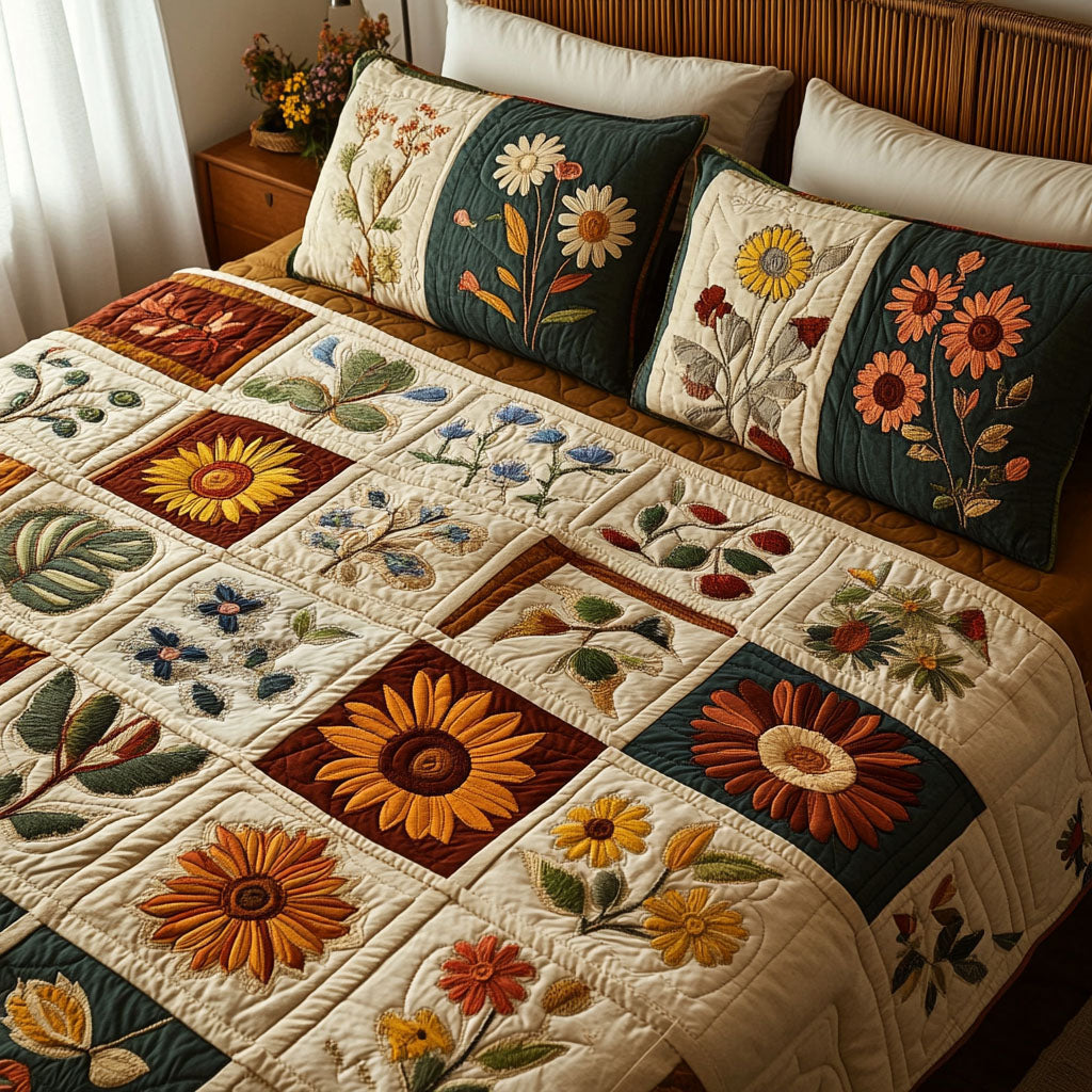 Heirloom Petals 3-Piece Quilted Bedding Set NCU0PTT659