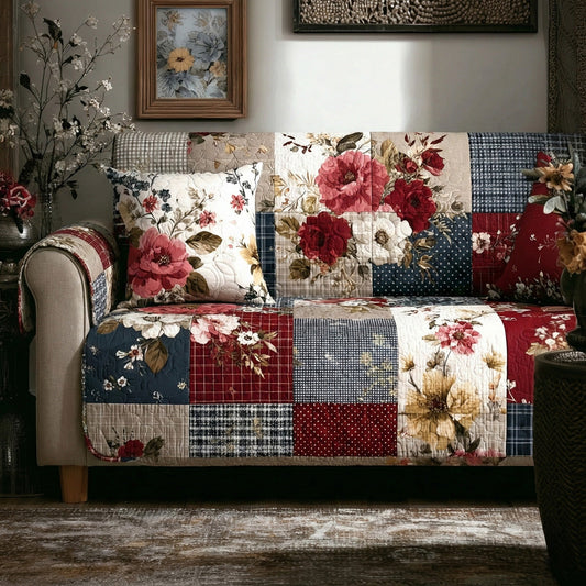 Heirloom Roses Quilted Sofa Cover NCU0LDH399
