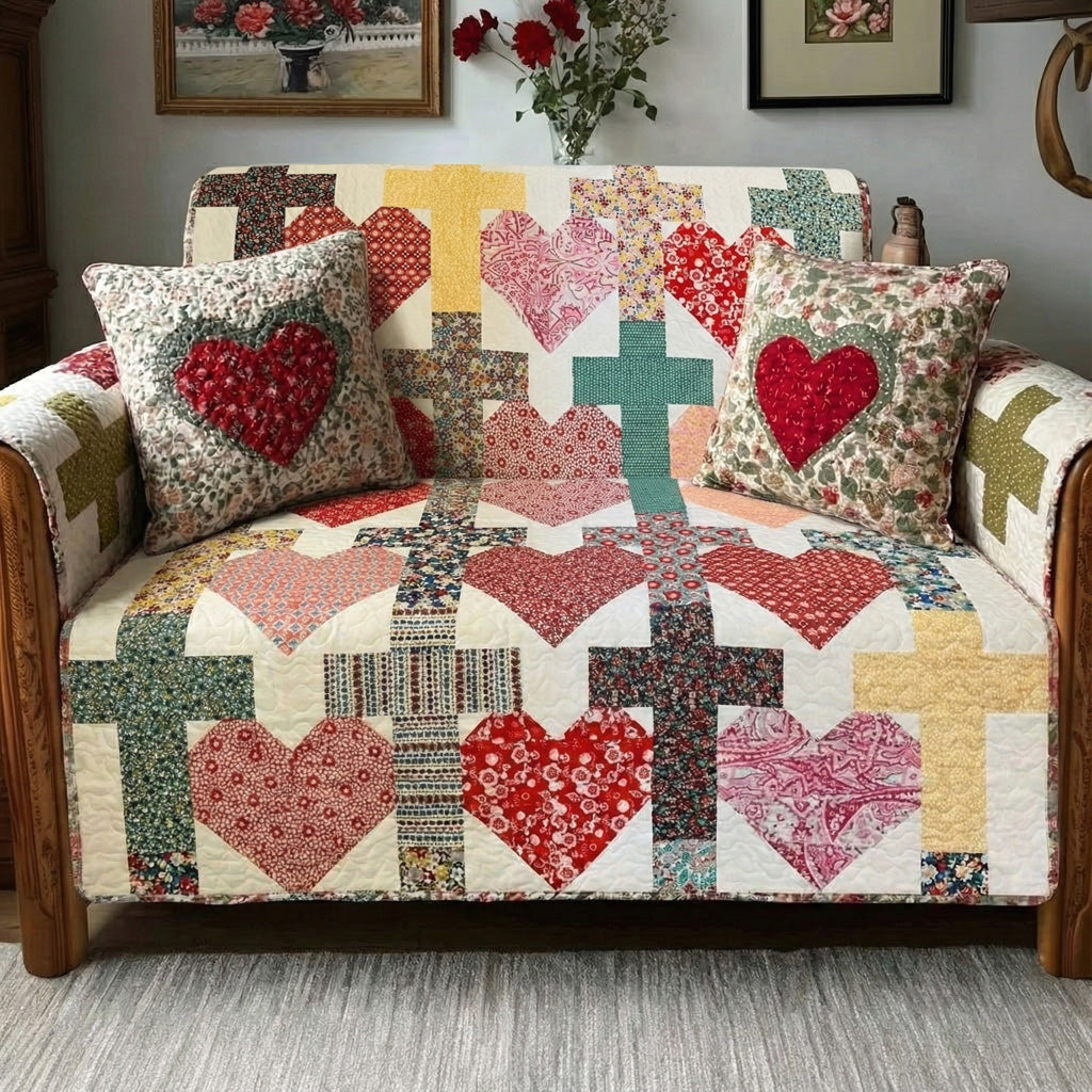Held By His Love Quilted Sofa Cover NCU0LDH336