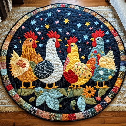 Hen Bliss Quilted Round Mat NCU0TL1417