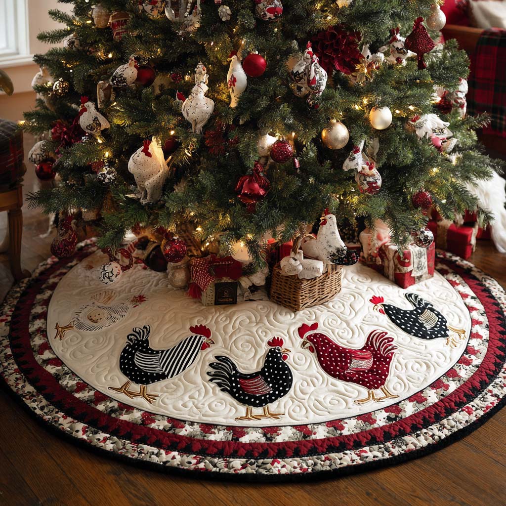 Hen Harmony Christmas Quilted Tree skirt NCU0NNT2547