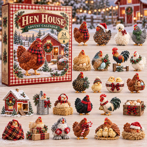 CHRISTMAS KICKOFF 40% OFF - Hen House Advent Calendar 2026 - 24-Day Festive Countdown, Acrylic Charms Blind Box - Gift For Family and Friends AC0TD075