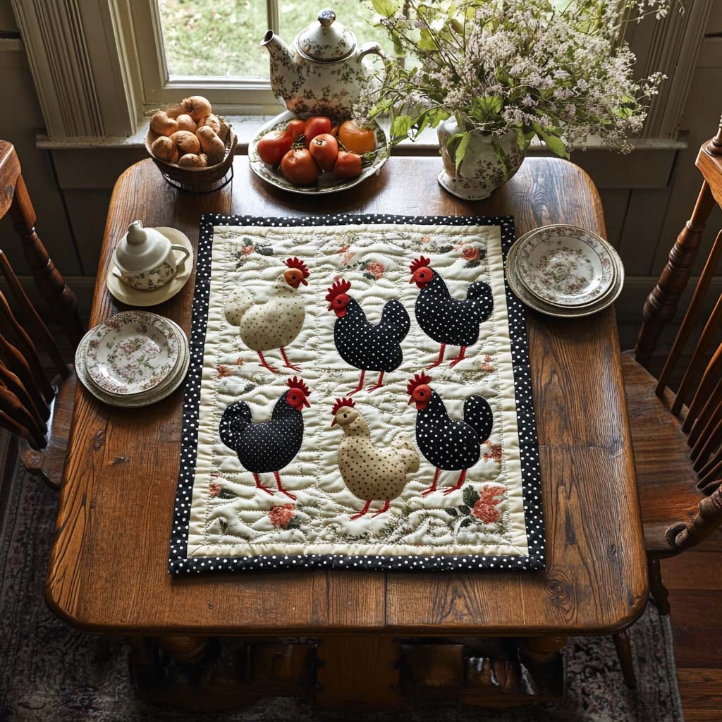 Hen House Quilted Table Topper NCU0DV715