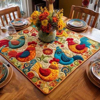 Hen Whispers Quilted Table Topper NCU0NNT1091