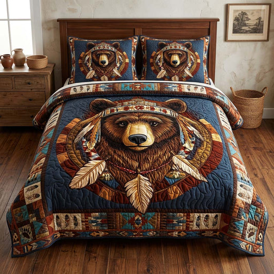 Heritage Bear Feather 3-Piece Quilted Bedding Set NCU0DQQ0714