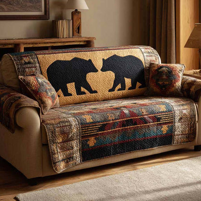 Heritage Bear Quilted Sofa Cover NCU0NXD1486