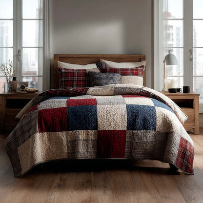 Heritage Block 3-Piece Quilted Bedding Set NCU0DQQ0608