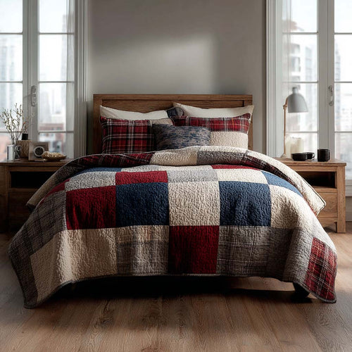 Heritage Block 3-Piece Quilted Bedding Set NCU0DQQ0608