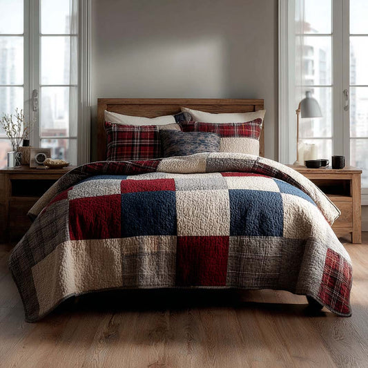Heritage Block 3-Piece Quilted Bedding Set NCU0DQQ0608