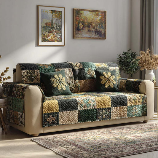 Heritage Clover Quilted Sofa Cover NCU0NXD1361