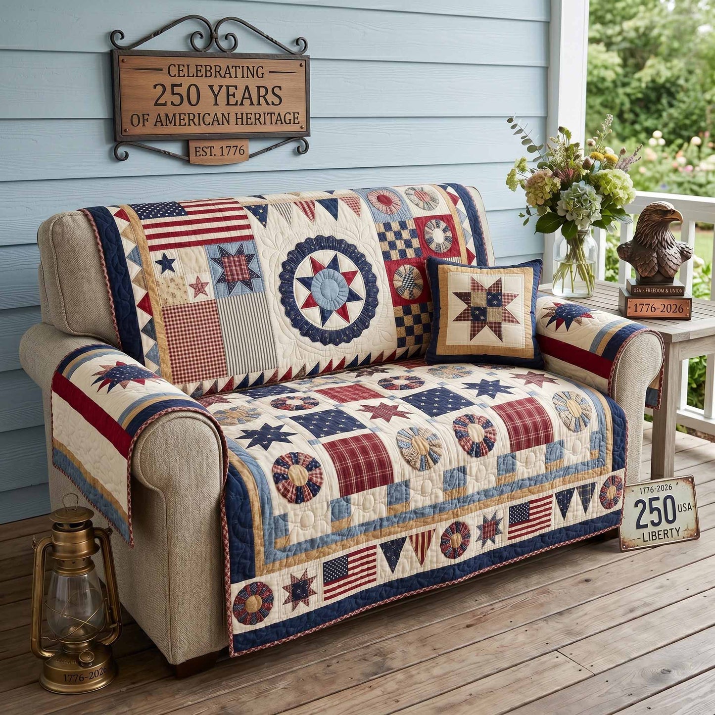 Heritage Compass Quilted Sofa Cover NCU0NXD1891