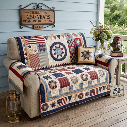 Heritage Compass Quilted Sofa Cover NCU0NXD1891