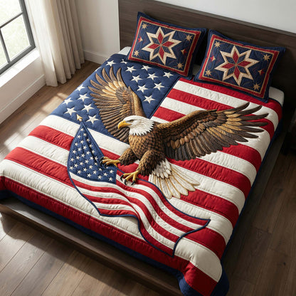 Heritage Eagle 3-Piece Quilted Bedding Set NCU0HNH971