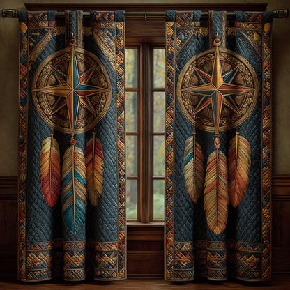 Heritage Feather Compass Quilted Curtains NCU0LDH155