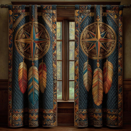 Heritage Feather Compass Quilted Curtains NCU0LDH155