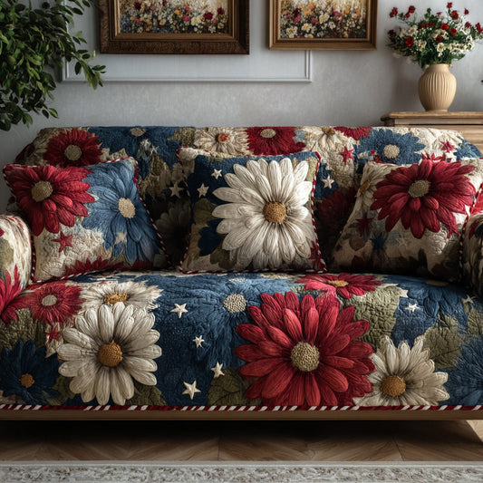 Heritage Hearts Quilted Sofa Cover NCU0LDH503