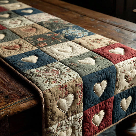 Heritage Hearts Quilted Table Runner NCU0LDH318
