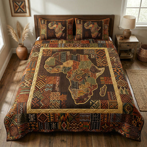 Heritage Map 3-Piece Quilted Bedding Set NCU0NTD1837