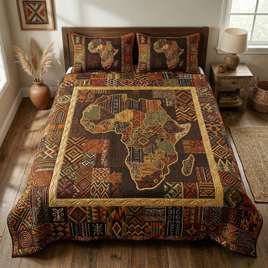Heritage Map 3-Piece Quilted Bedding Set NCU0NTD1837