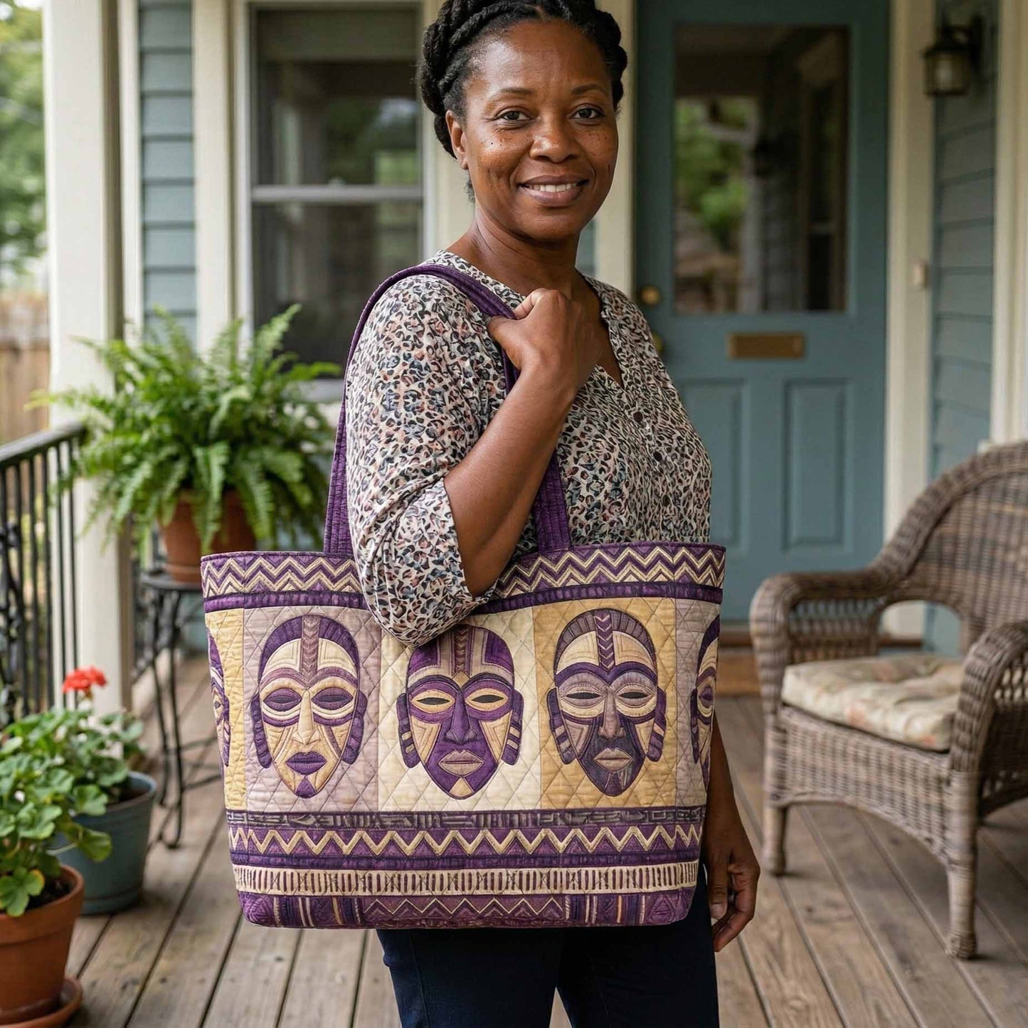 Heritage Masks Quilted Classic Tote Bag NCU0NXD1824