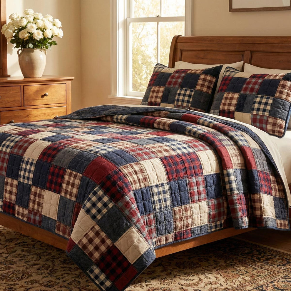 Heritage Patchwork 3-Piece Quilted Bedding Set NCU0DV1897 – Quiltnest