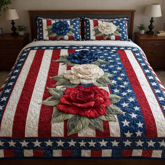 Heritage Roses 3-Piece Quilted Bedding Set NCU0DQQ0582